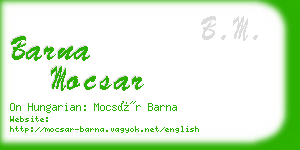 barna mocsar business card